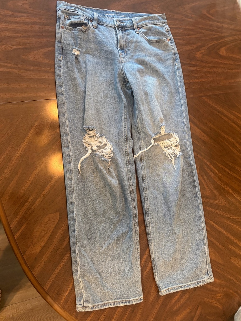 Old Navy Light Blue Distressed boyfriend loose Jeans